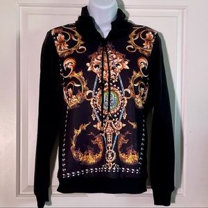 Black Hoodie with Flame 🔥 Design NWT